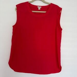J Crew Womens Summer Sleeveless Blouse Medium Red Lightweight Office Workwear